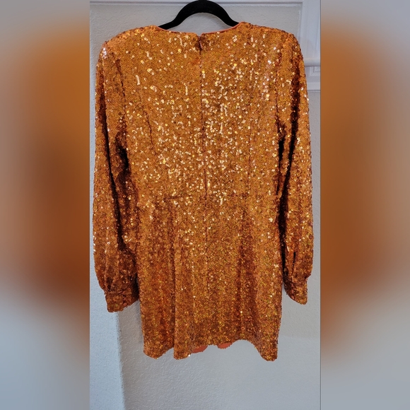 ONE33 Social Women's Orange Sequin Long Sleeve Cocktail Mini Dress Size 10 /$395 - Picture 10 of 10